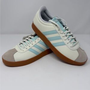 Adidas Women’s VL Court Base in Cream/Light Blue/Gum - 10